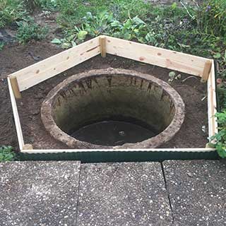 pond with retaining wall