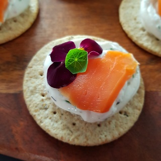 Smoked trout and fresh cheese canapes