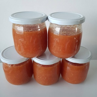 Tomato juice in jars